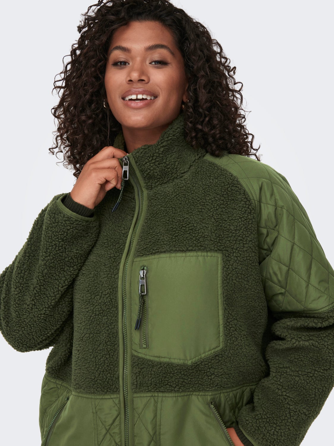 Curvy sherpa mix jacket