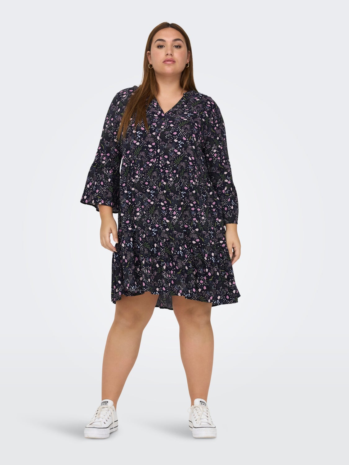 Curvy 3/4 Sleeve Tunic viscose Dress