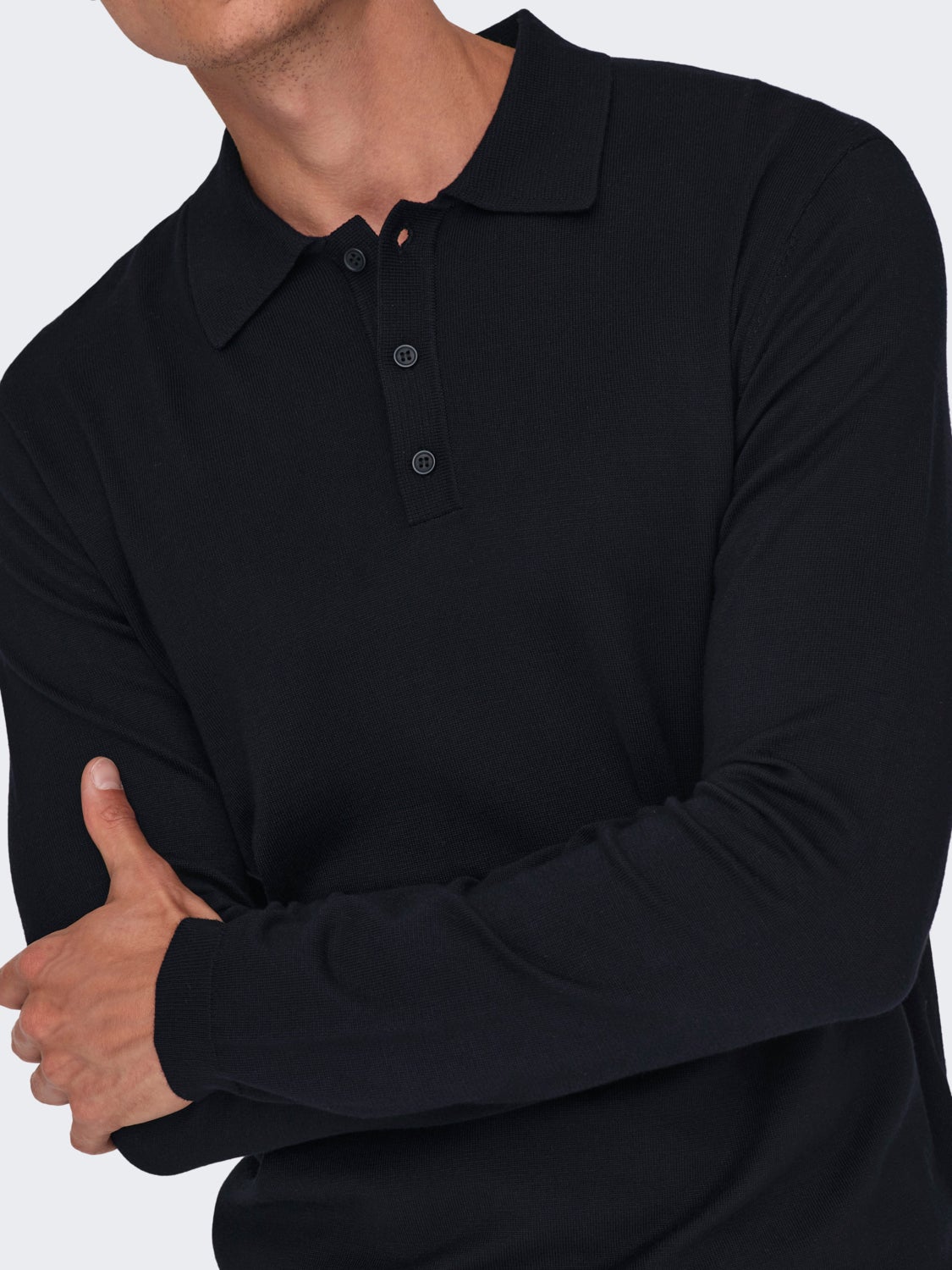 Knit polo with long sleeves