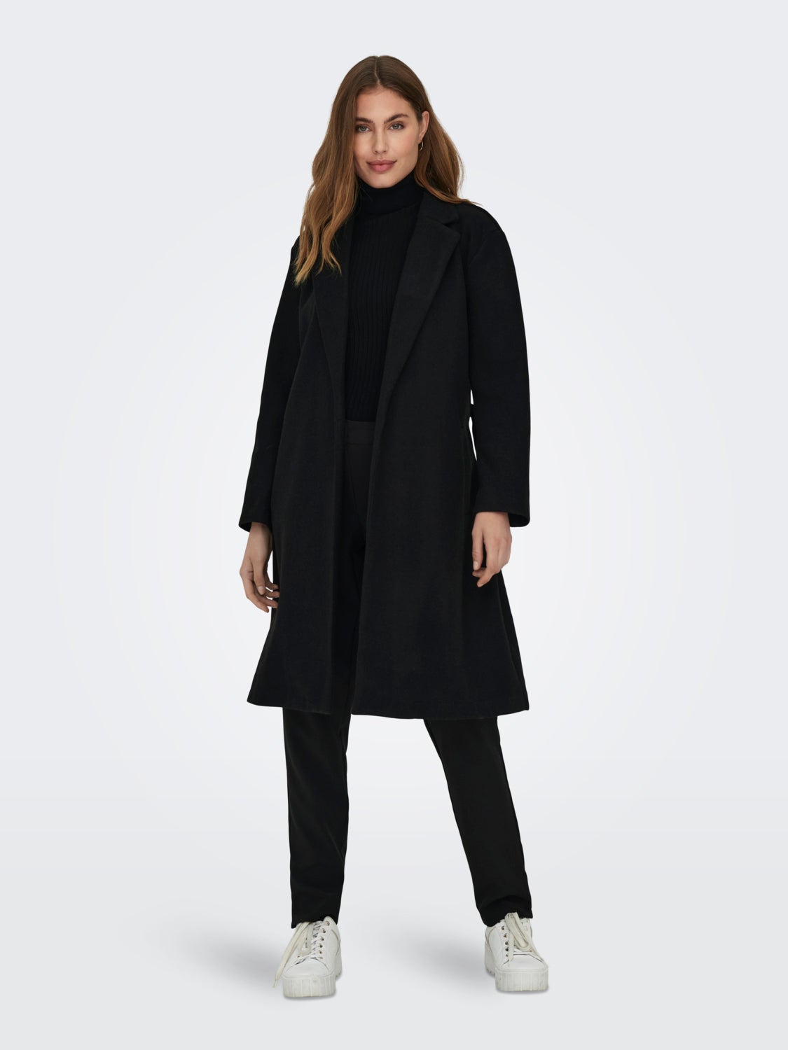 Long coat with belt