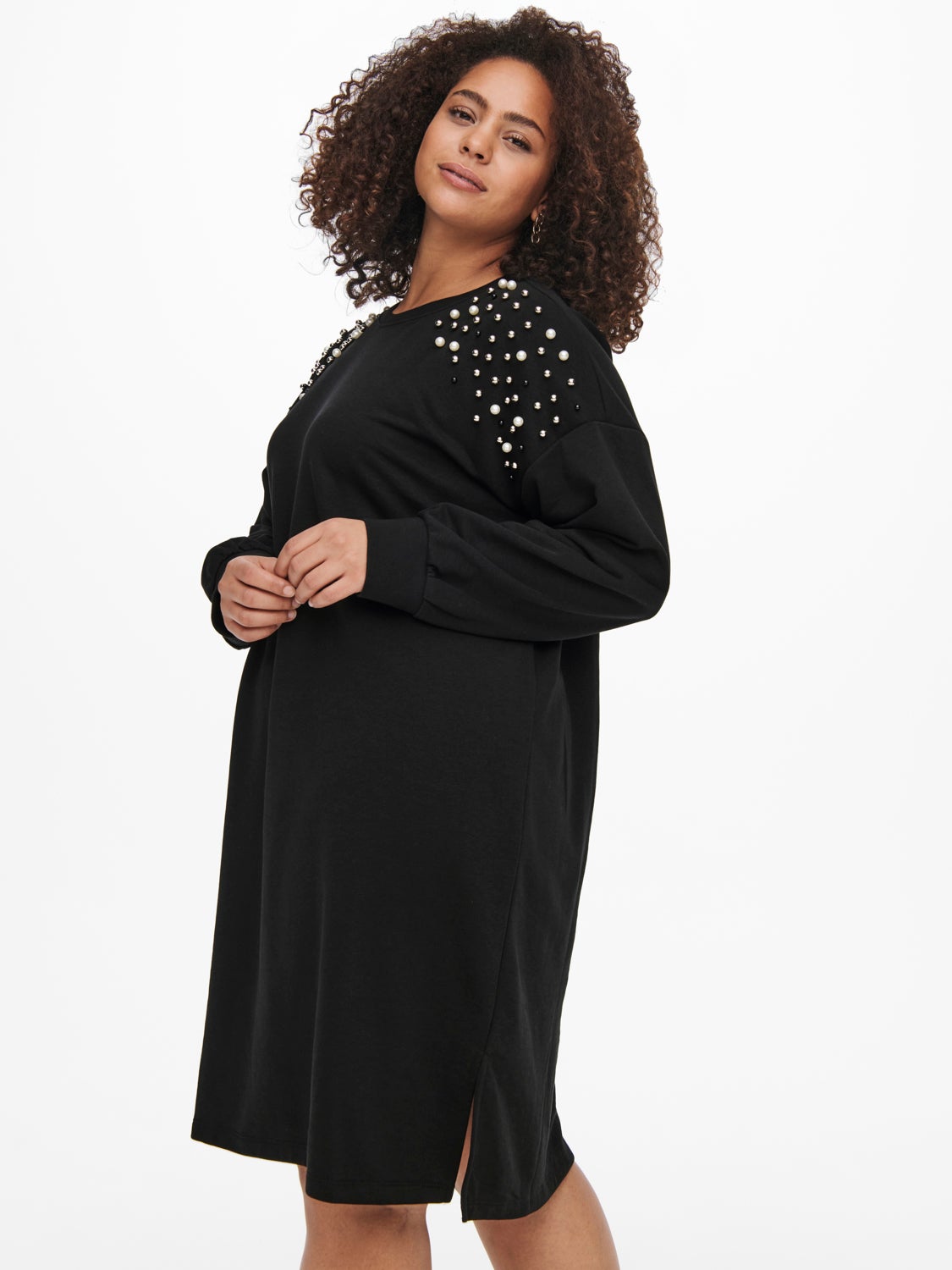 Curvy shoulder detailed sweat Dress
