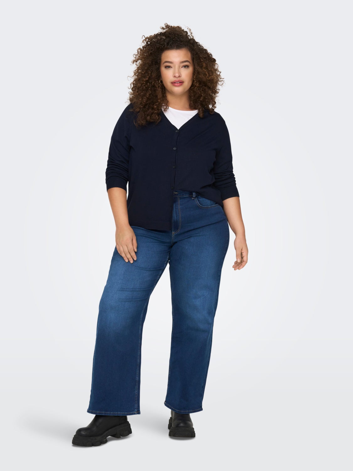 Curvy Solid Knitted Cardigan