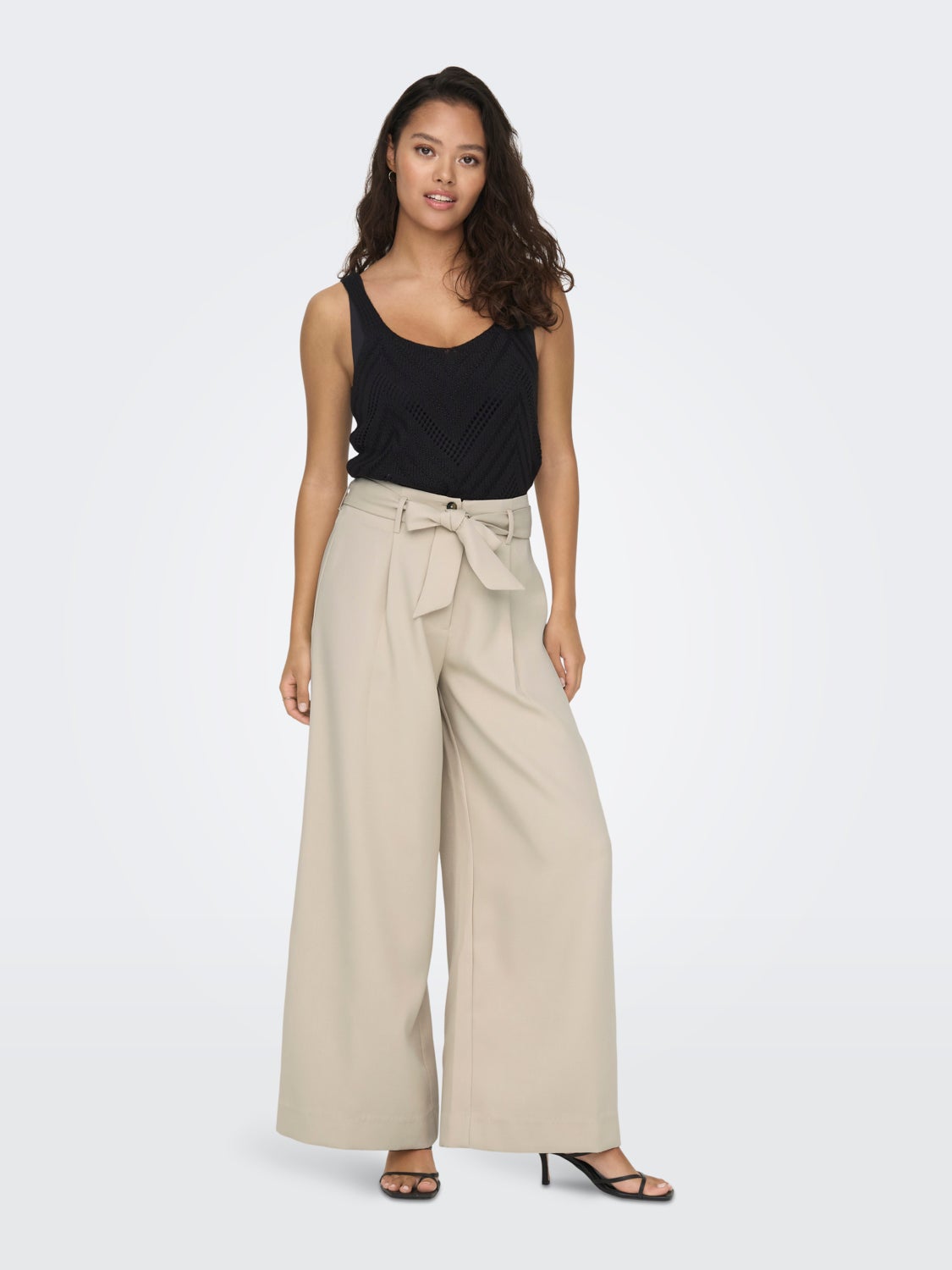 High Waisted Wide Pants With Belt