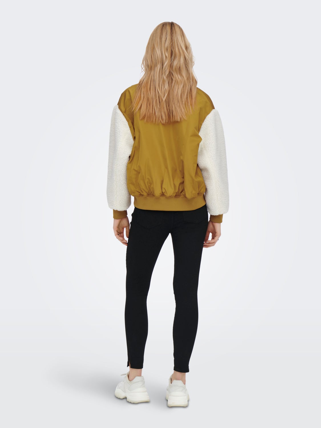 Bomber jacket with sherpa sleeves