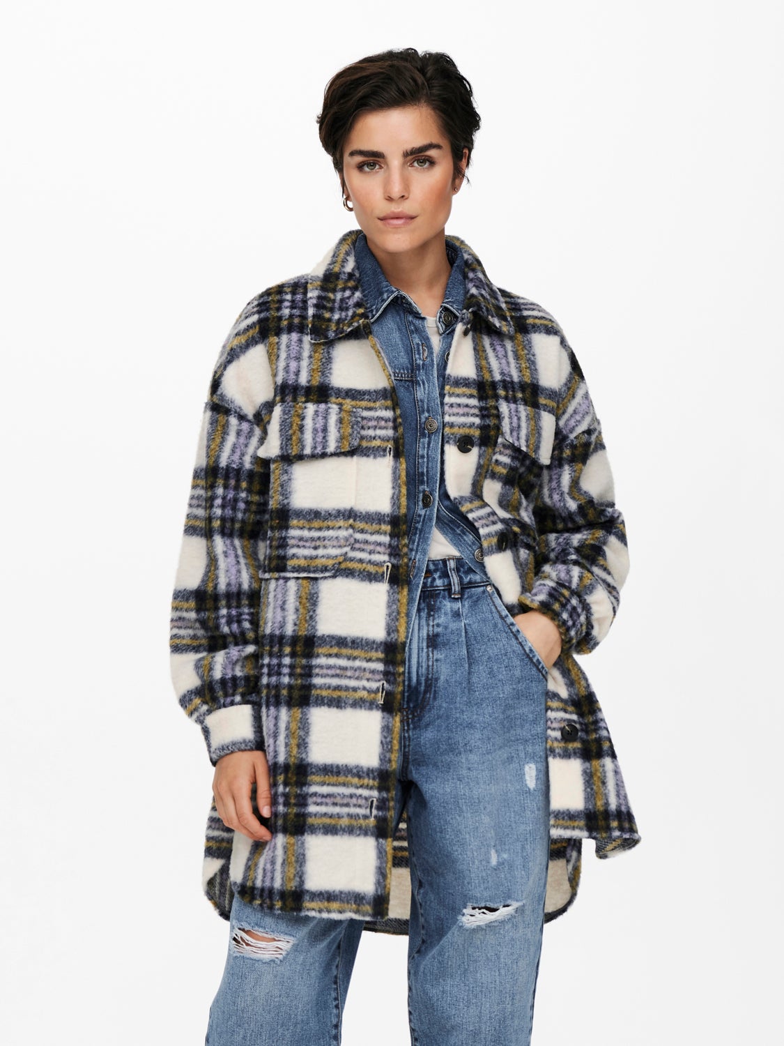 Long checked Jacket