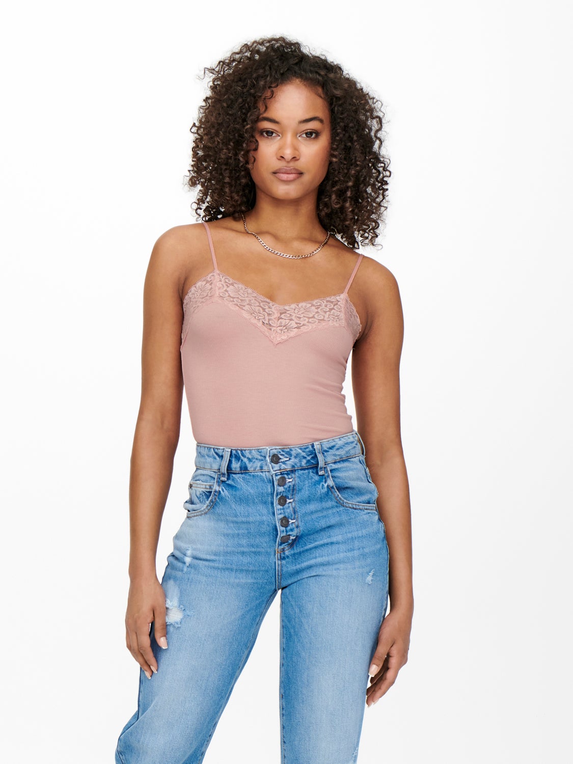 Rib lace Top