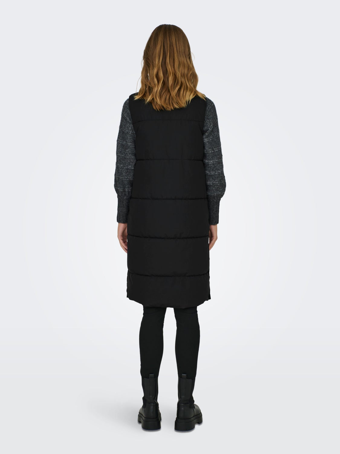 Long high neck puffer vest