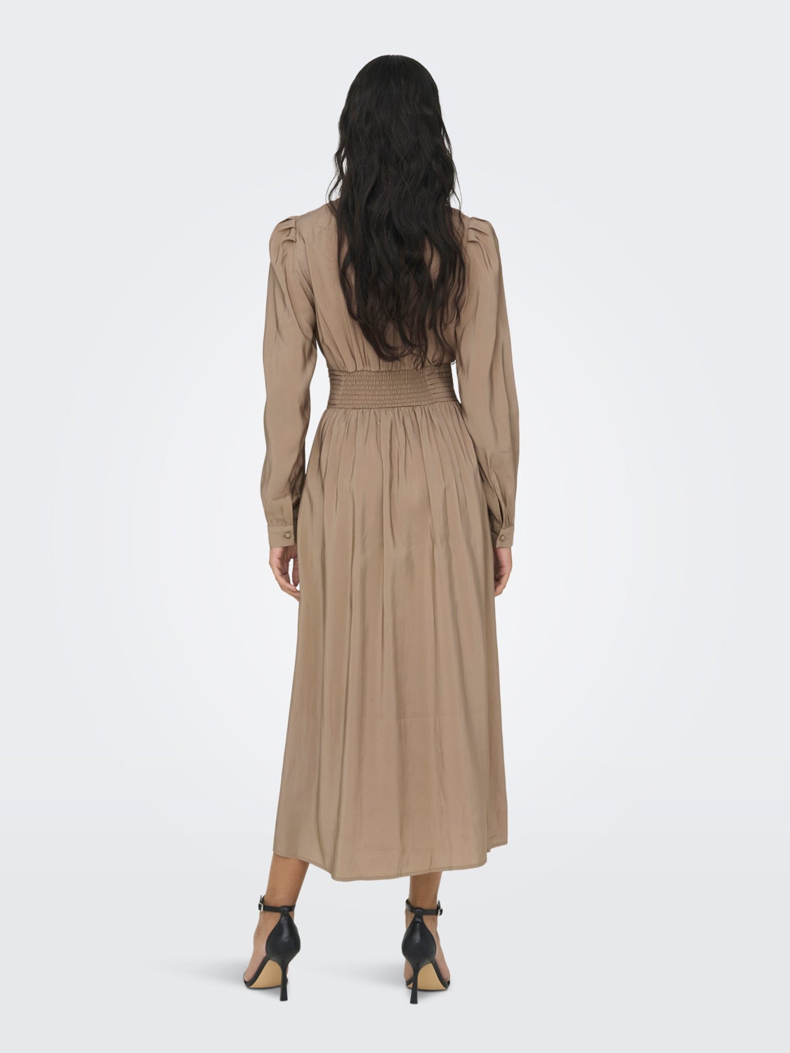 V-Neck Maxi Dress With Puff Sleeves