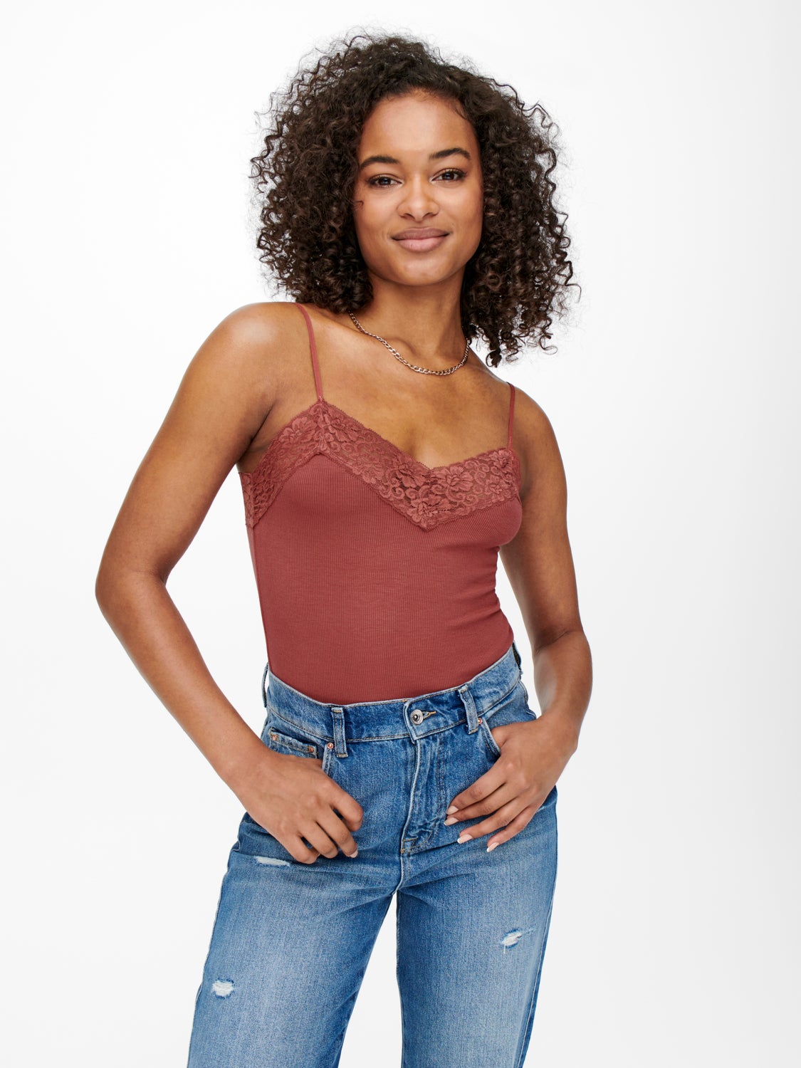 Rib lace Top
