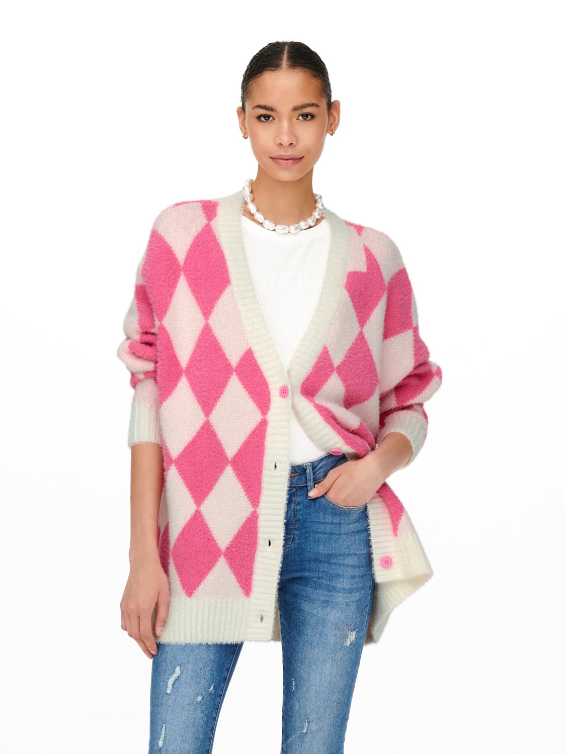 Oversized harlequin patterned Cardigan