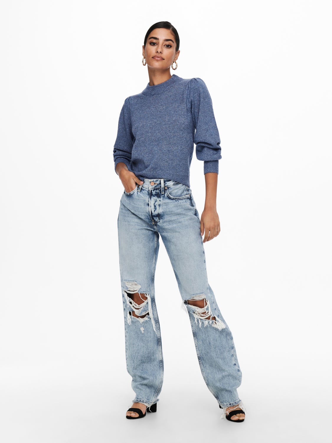 High neck knitted pullover