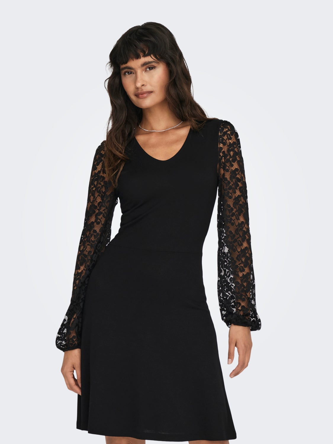 Mini v-neck dress with lace detail