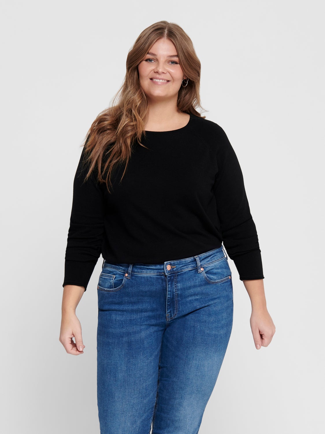 Curvy solid colored Knitted Pullover