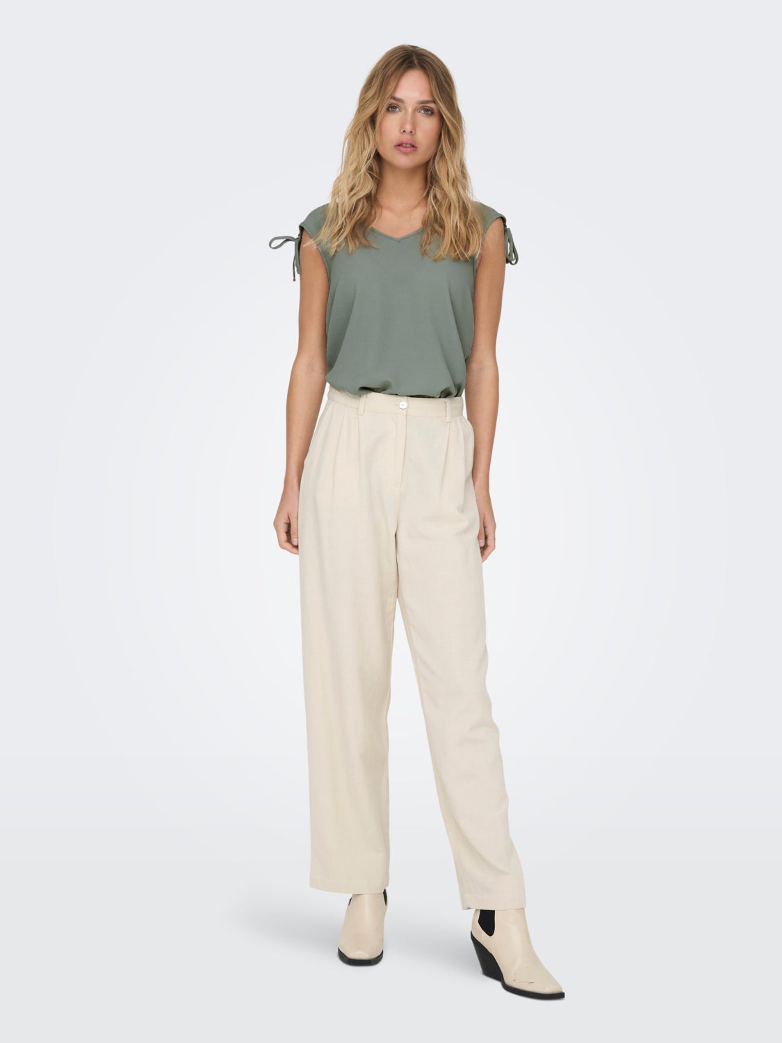 V-Neck Top With Strap Details