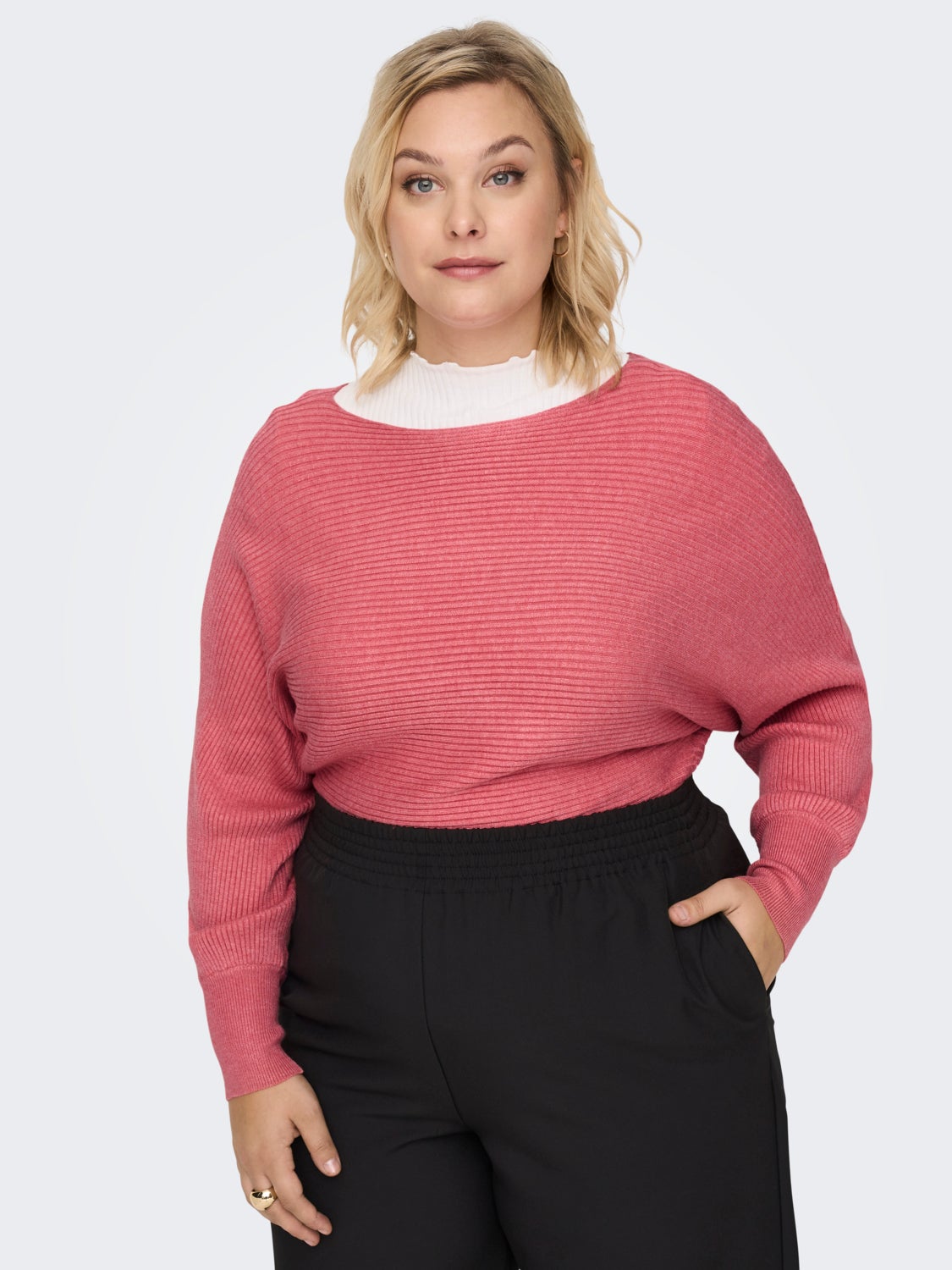 Curvy rib structured Knitted Pullover
