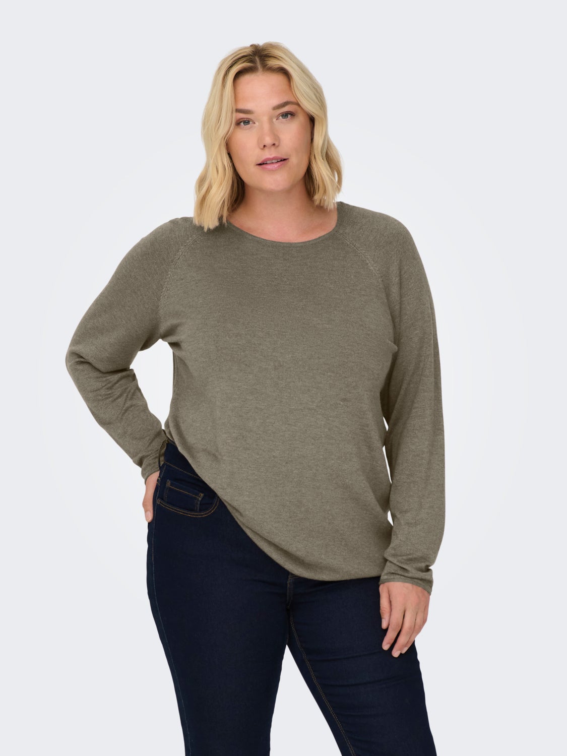 Curvy solid colored Knitted Pullover