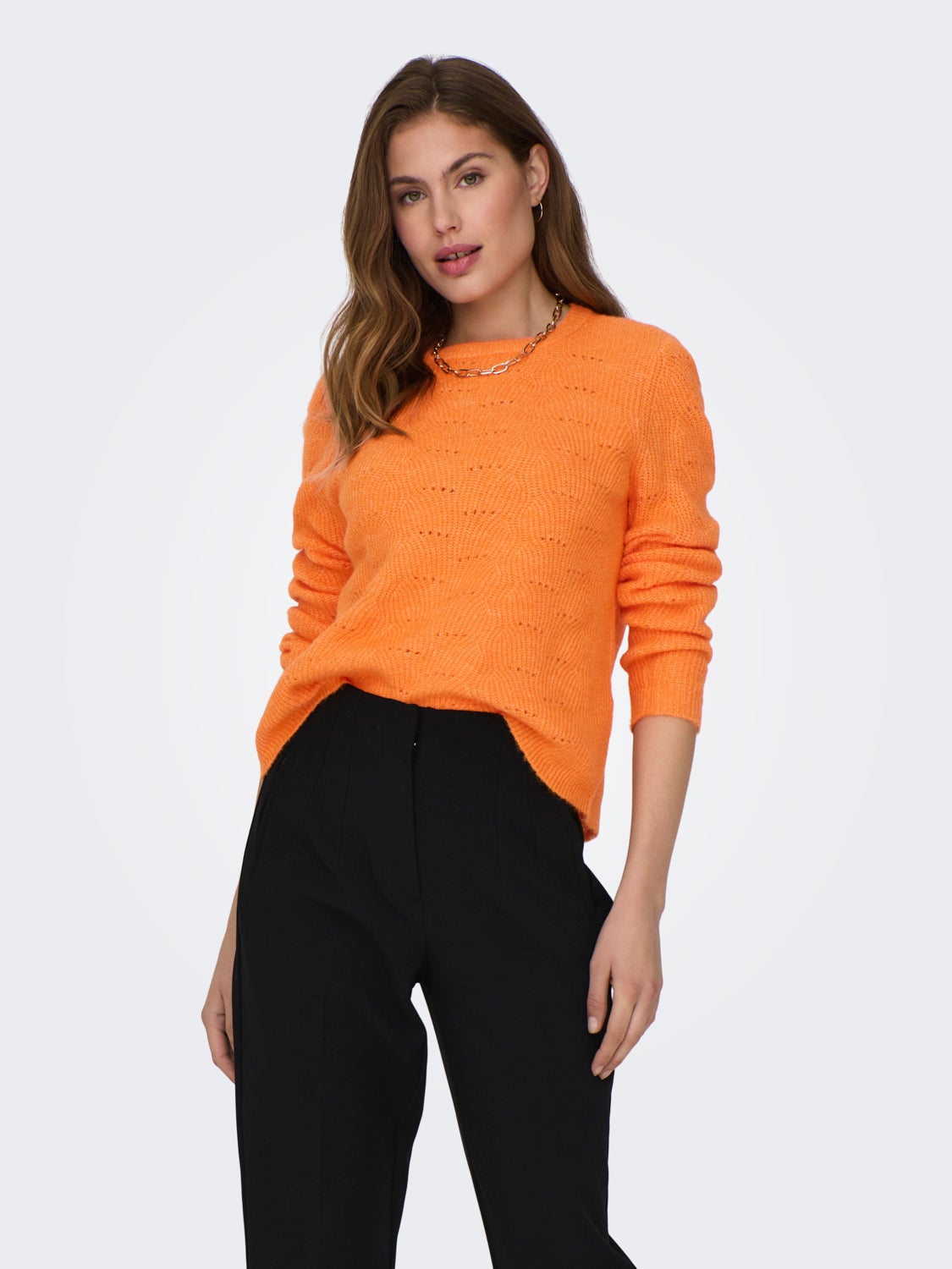 o-hals Solid colored Knitted Pullover