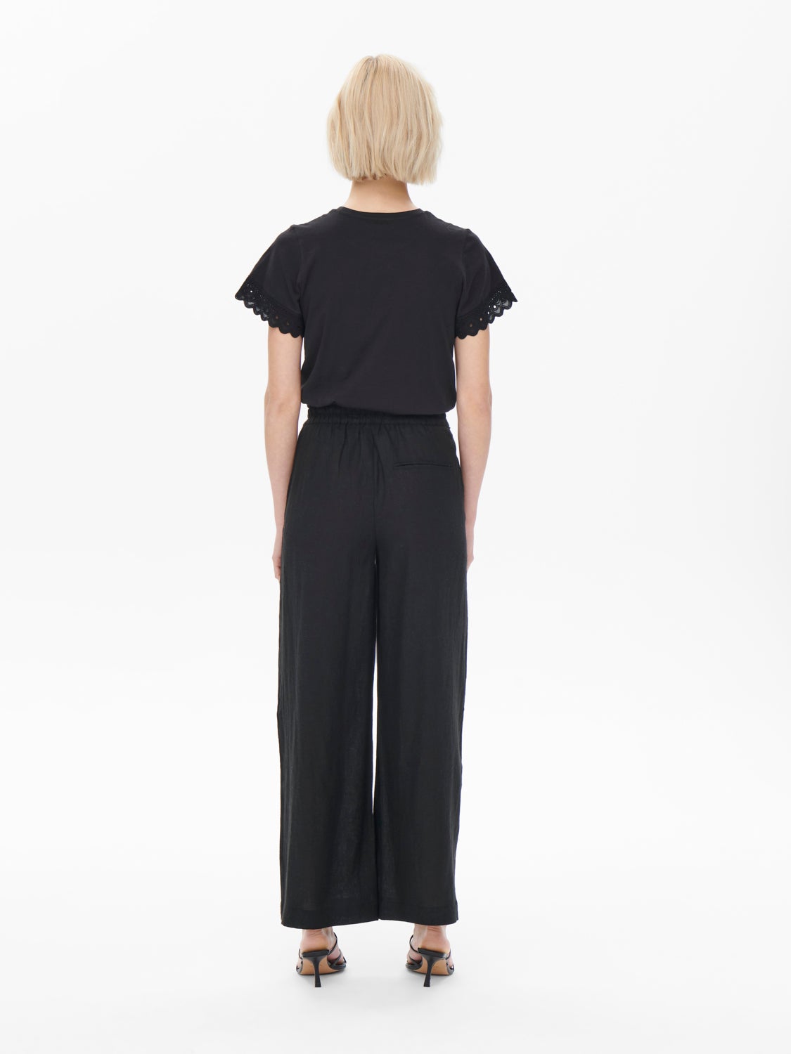 High waisted linen blend Trousers