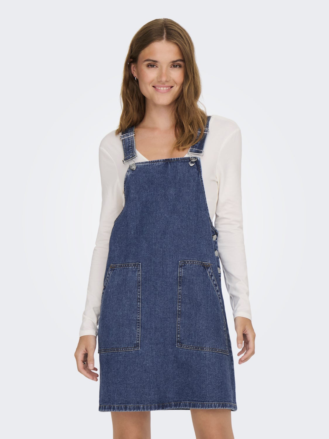 Mini denim dress without sleeves