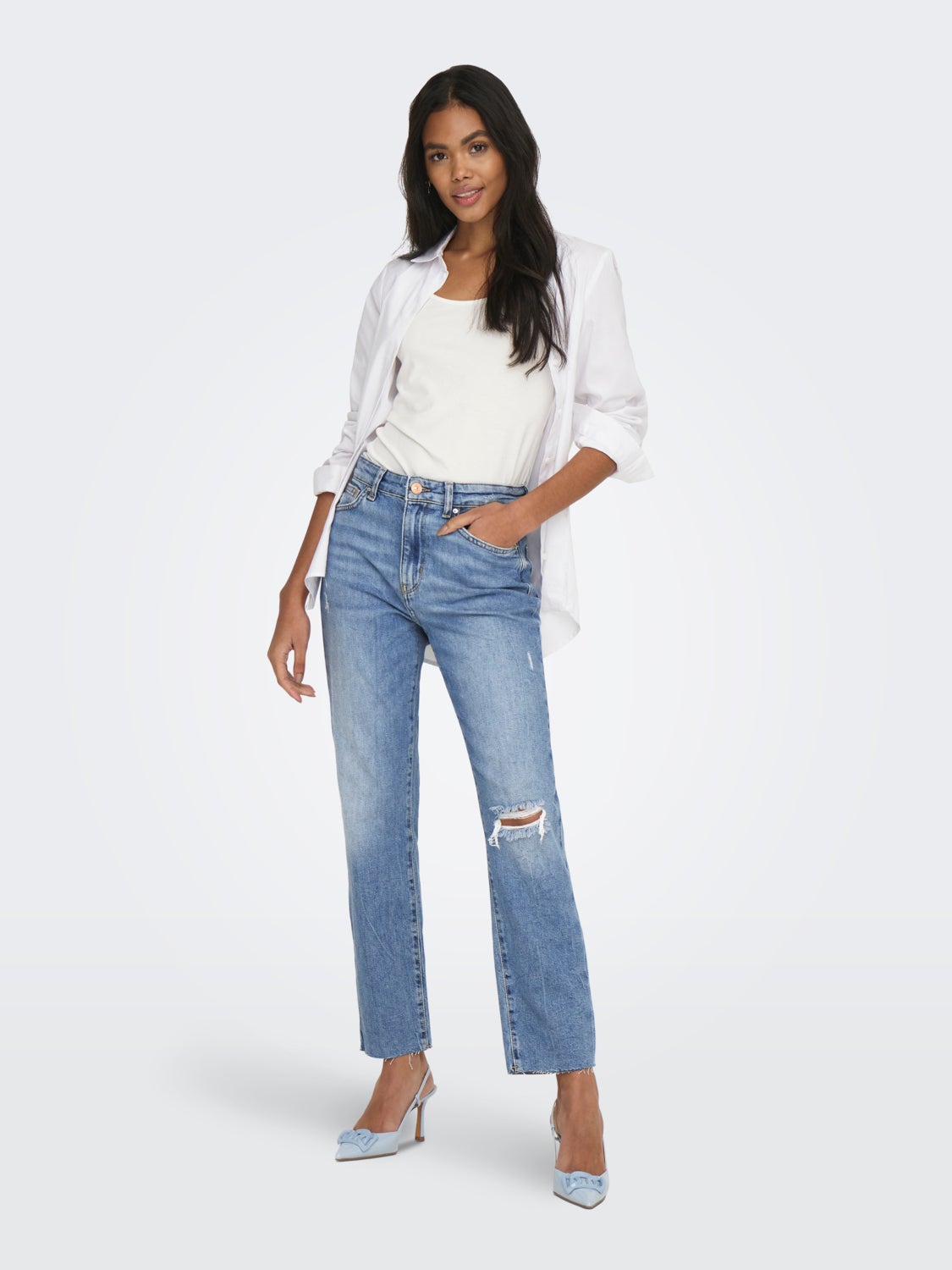 ONLEmily highwaisted destroyed Straight fit jeans
