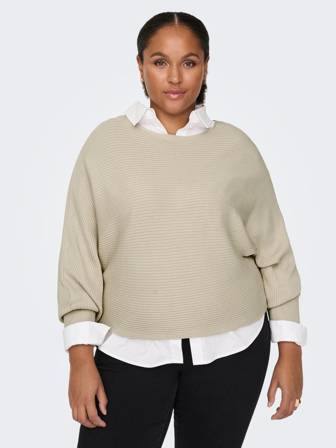 Curvy rib structured Knitted Pullover