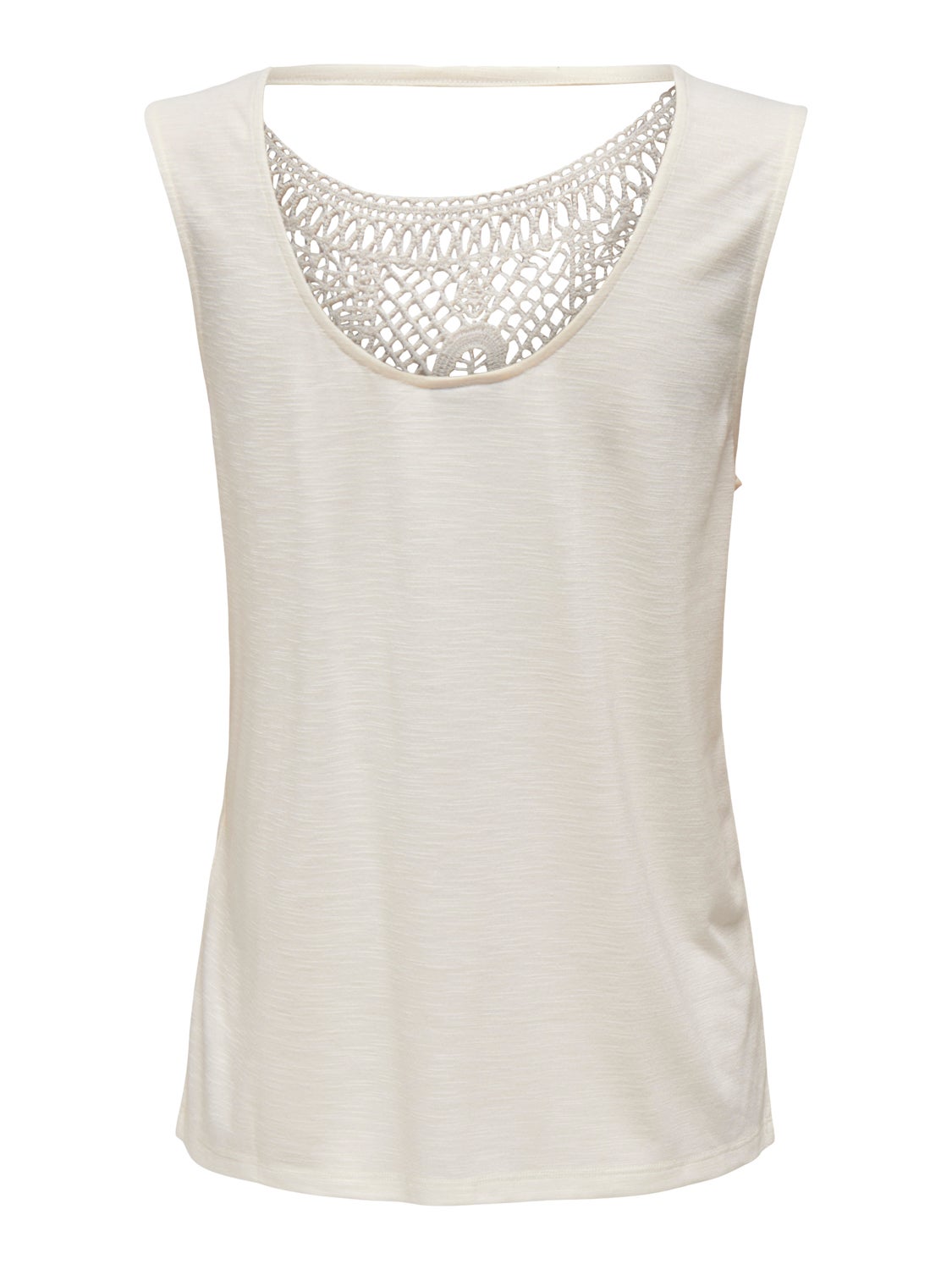 Sleeveless o-neck top with lace detail