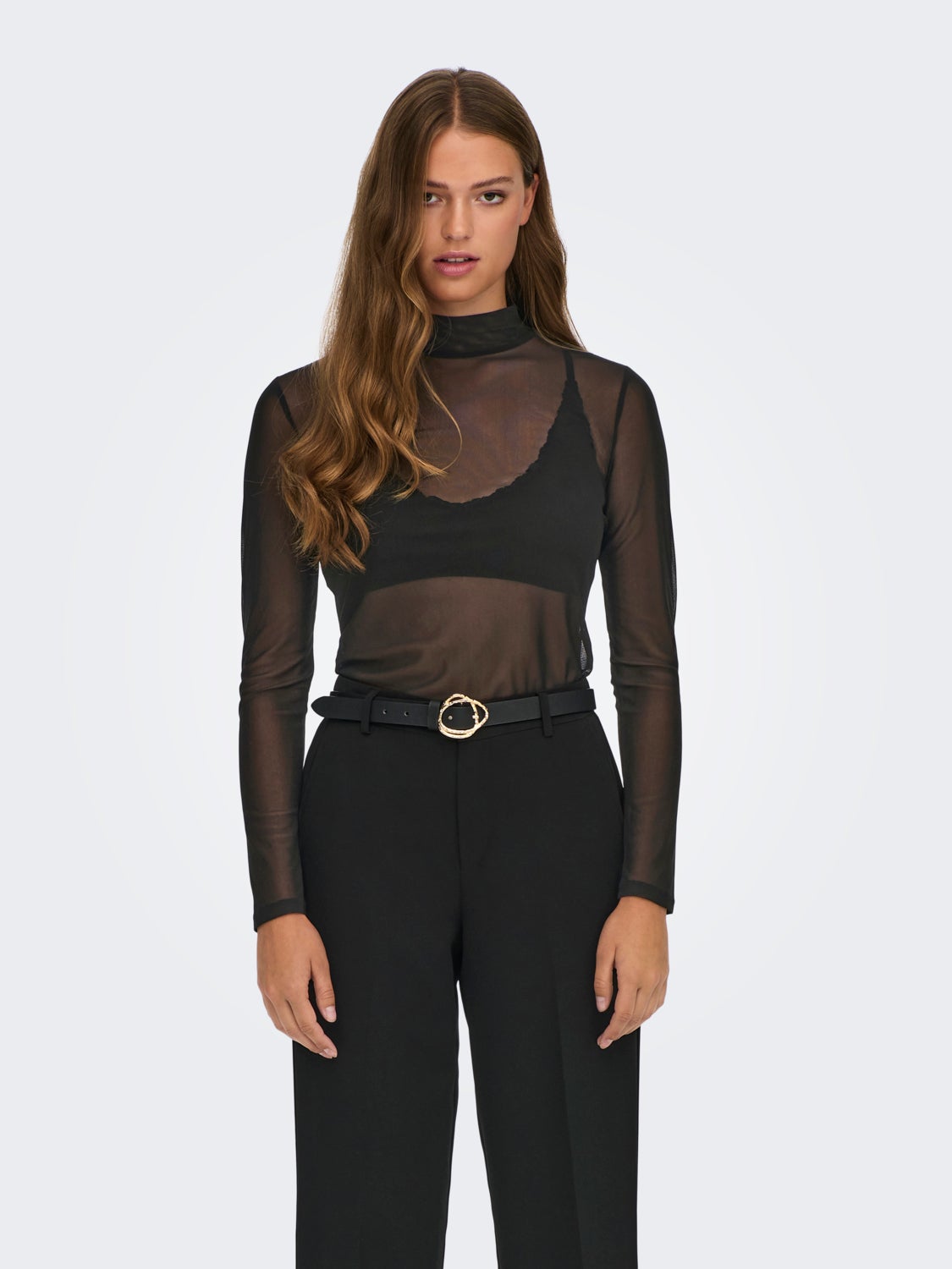 Highneck mesh Long Sleeved Top