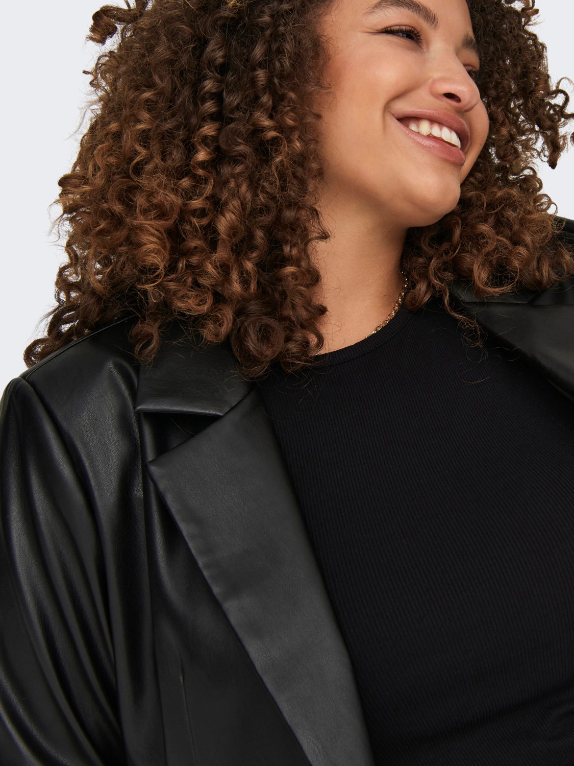 Curvy faux leather blazer