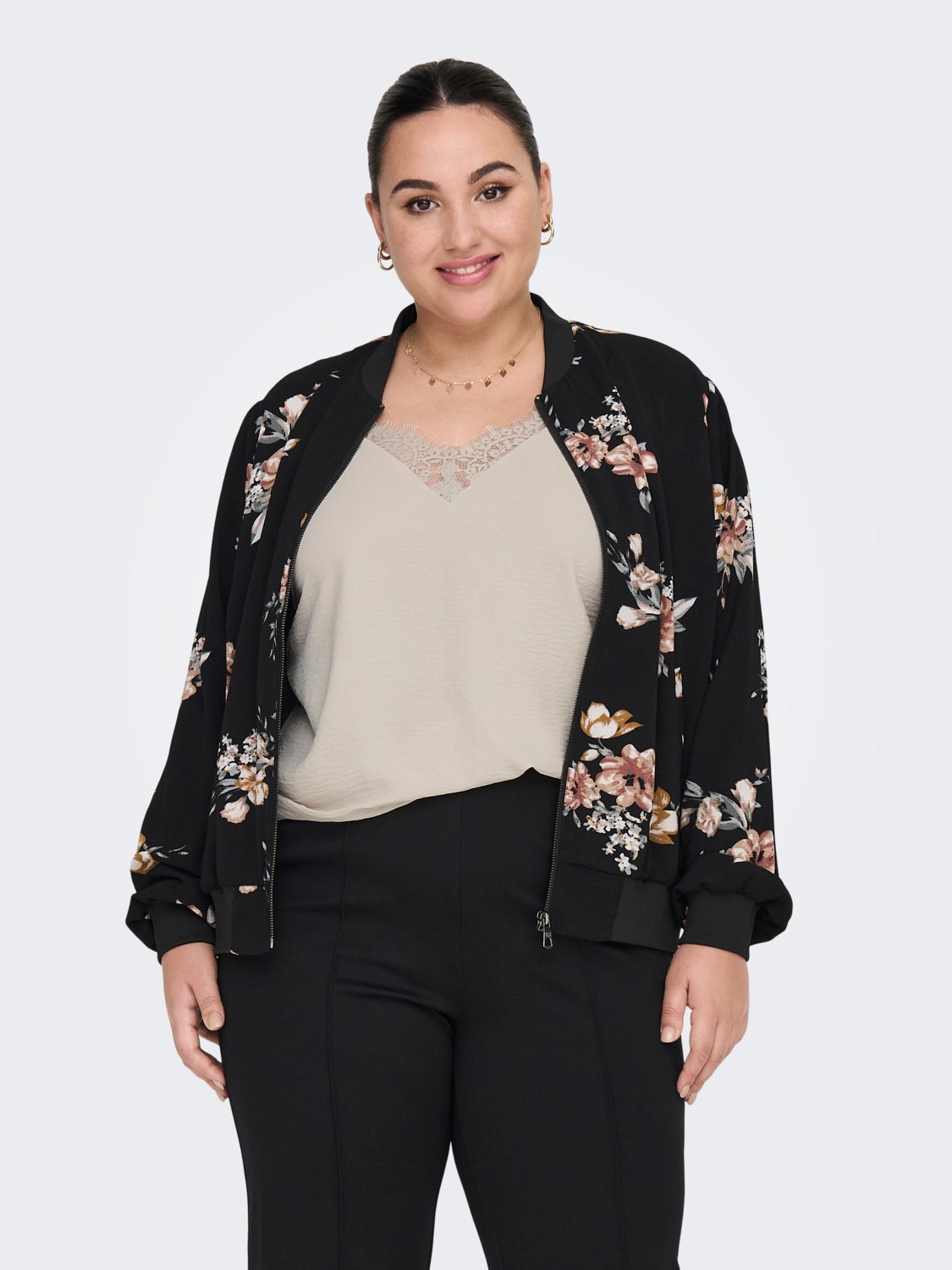 Curvy lace detailed strap top