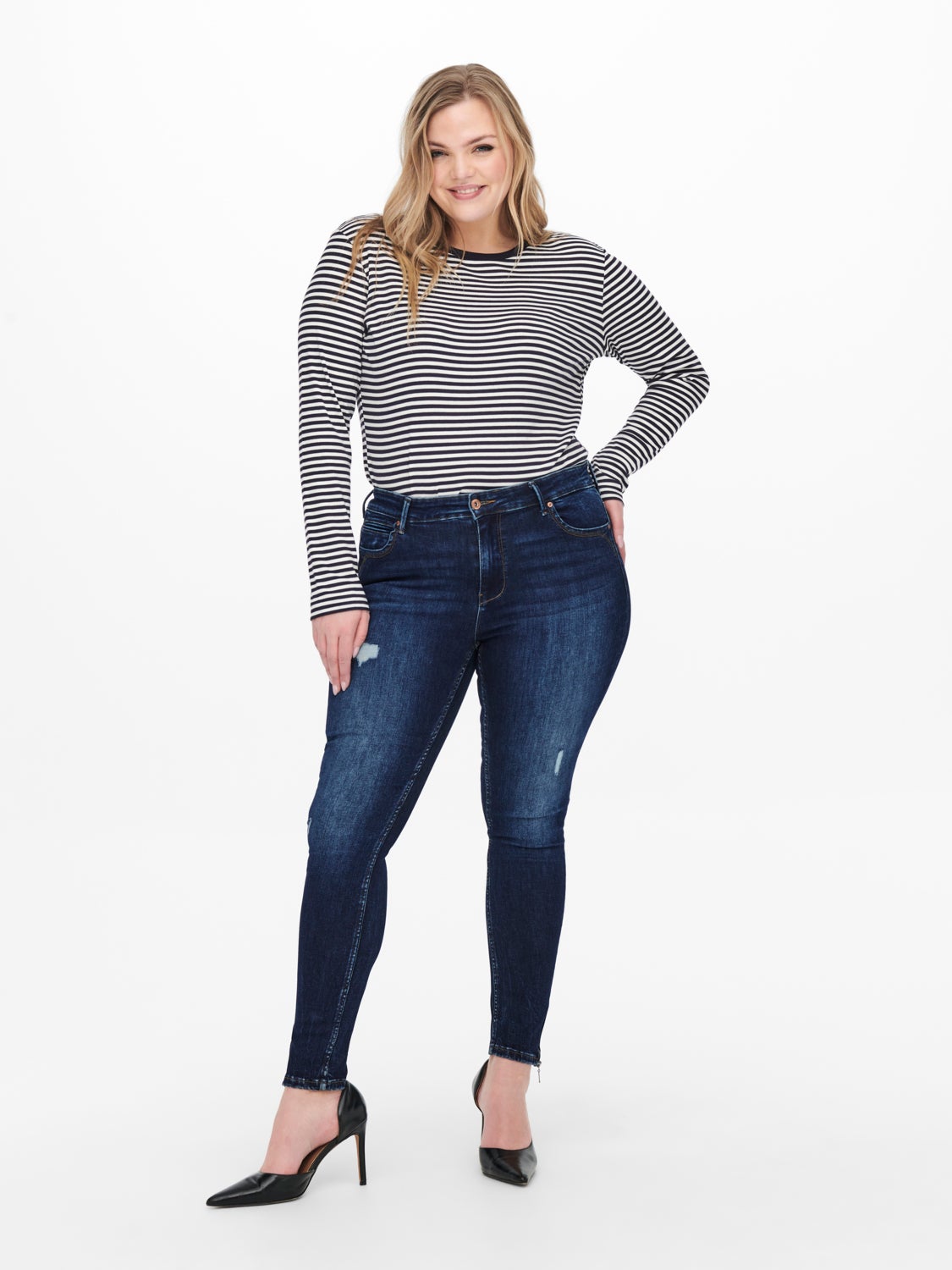 Curvy CARKarla Destroyed Ankle high waisted skinny jeans