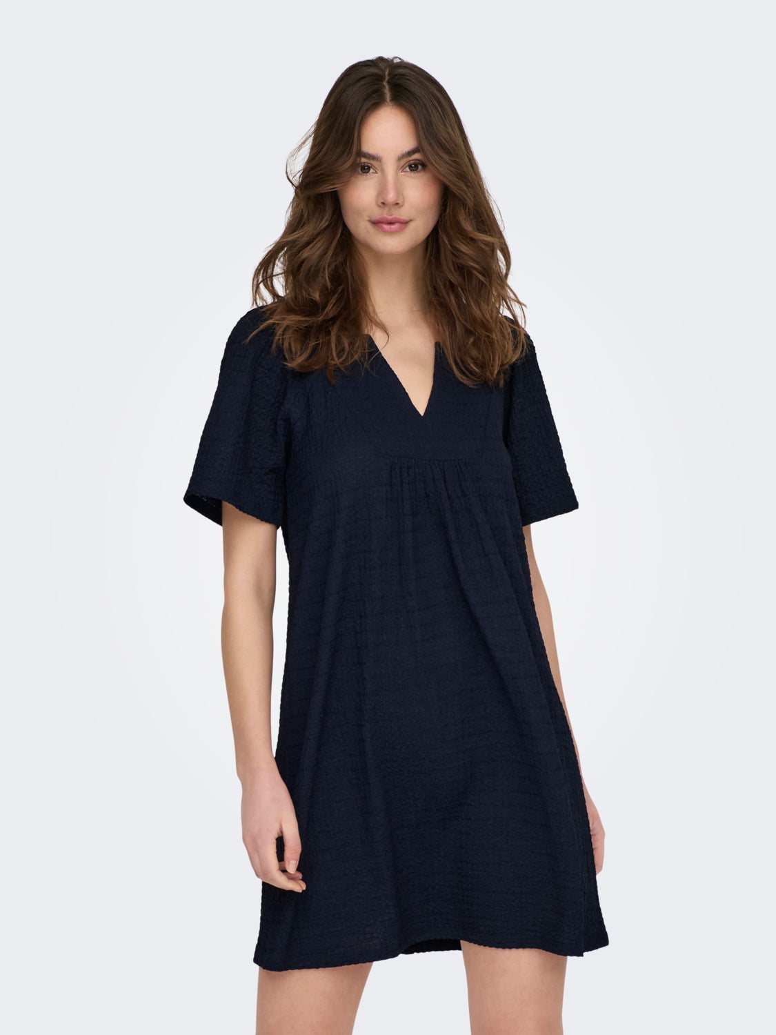 V-Neck Batwing Sleeves Short Dress