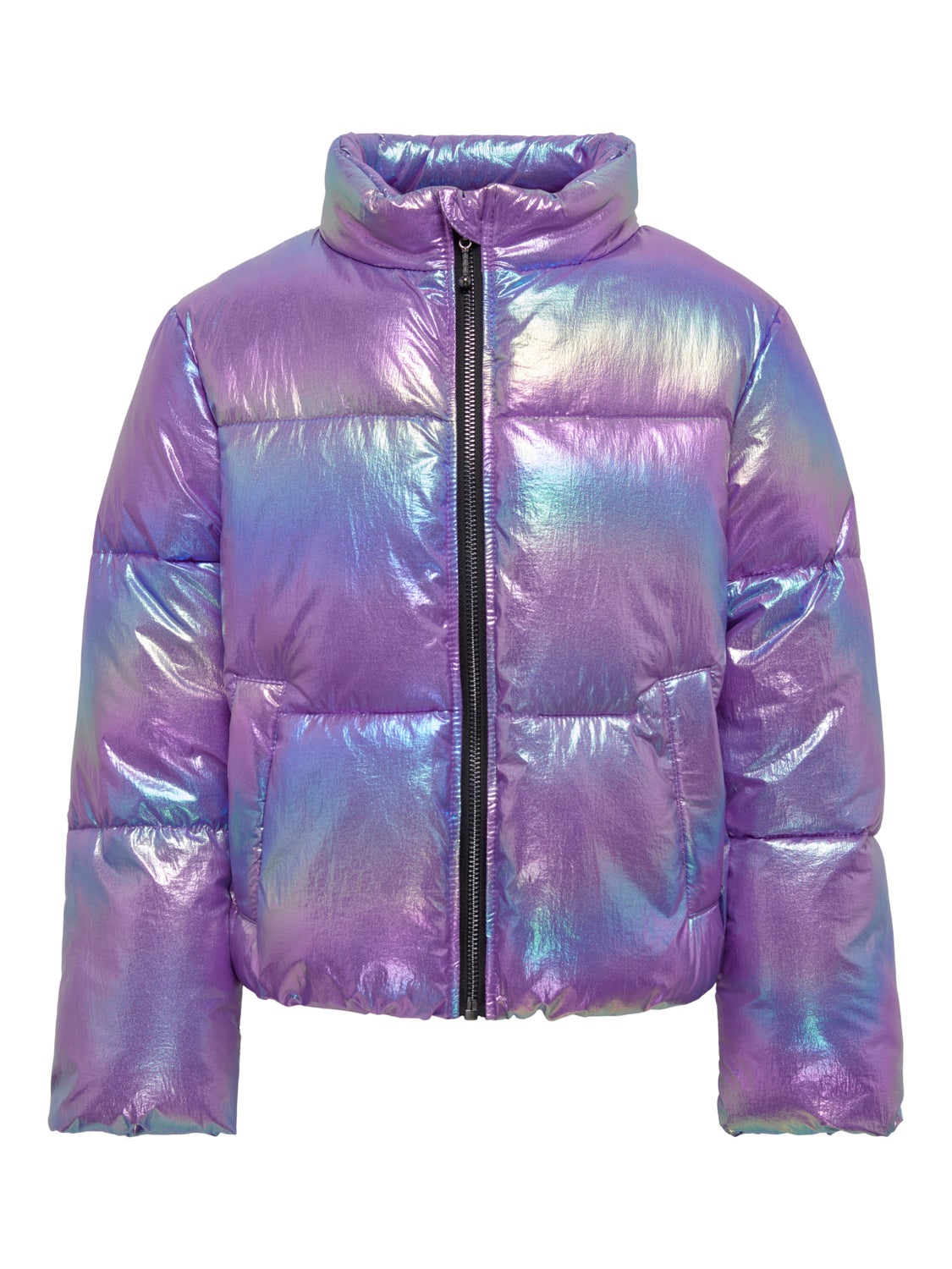 Short Metallic Puffer Jacket