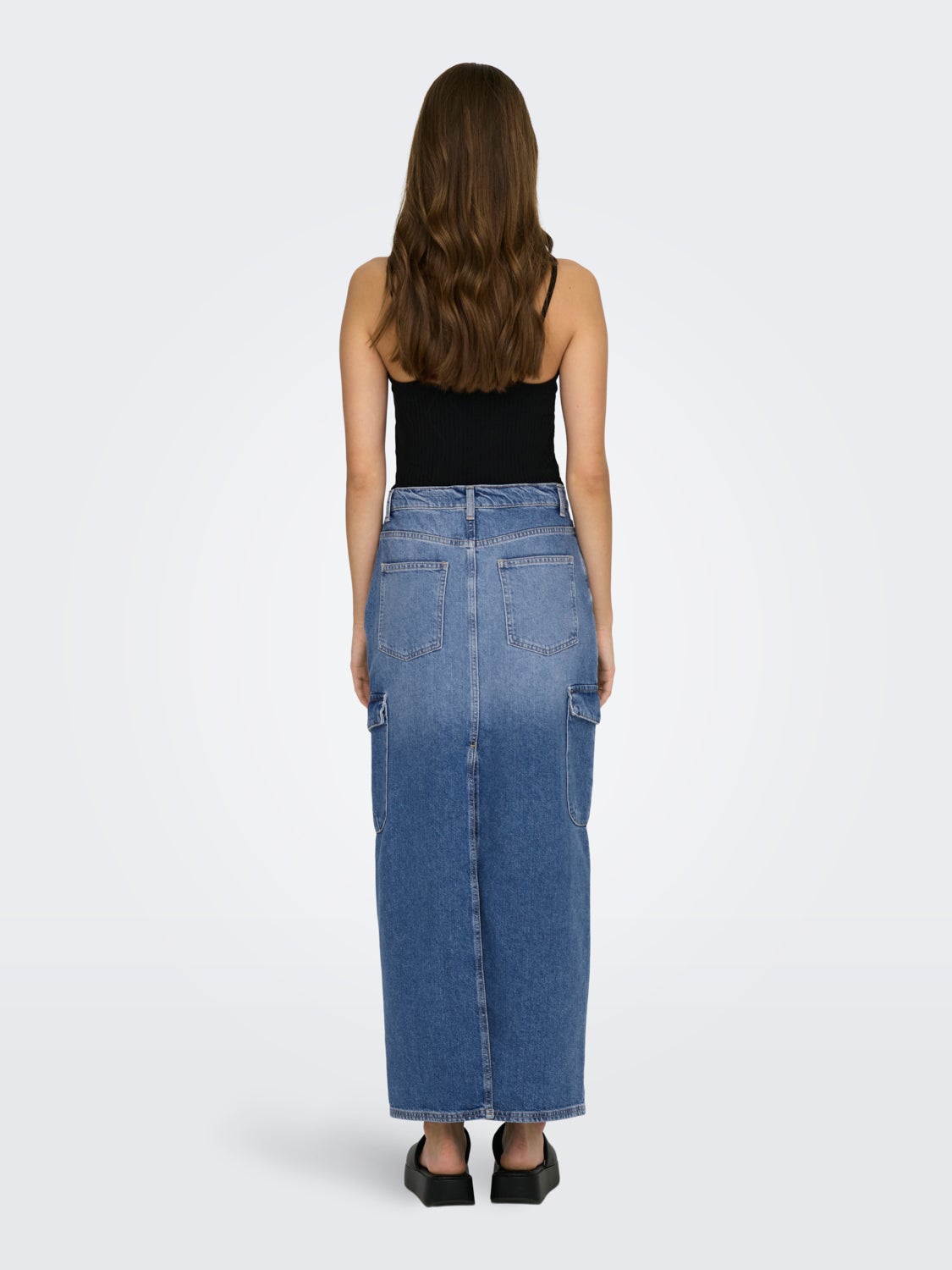 Maxi Cargo Denim Skirt