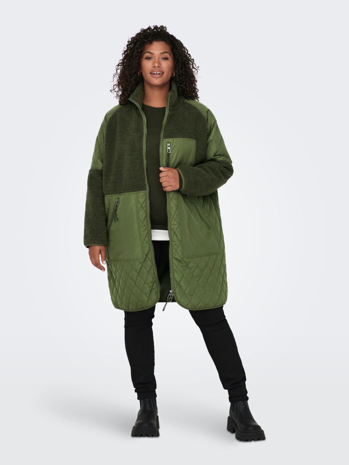Curvy sherpa mix jacket