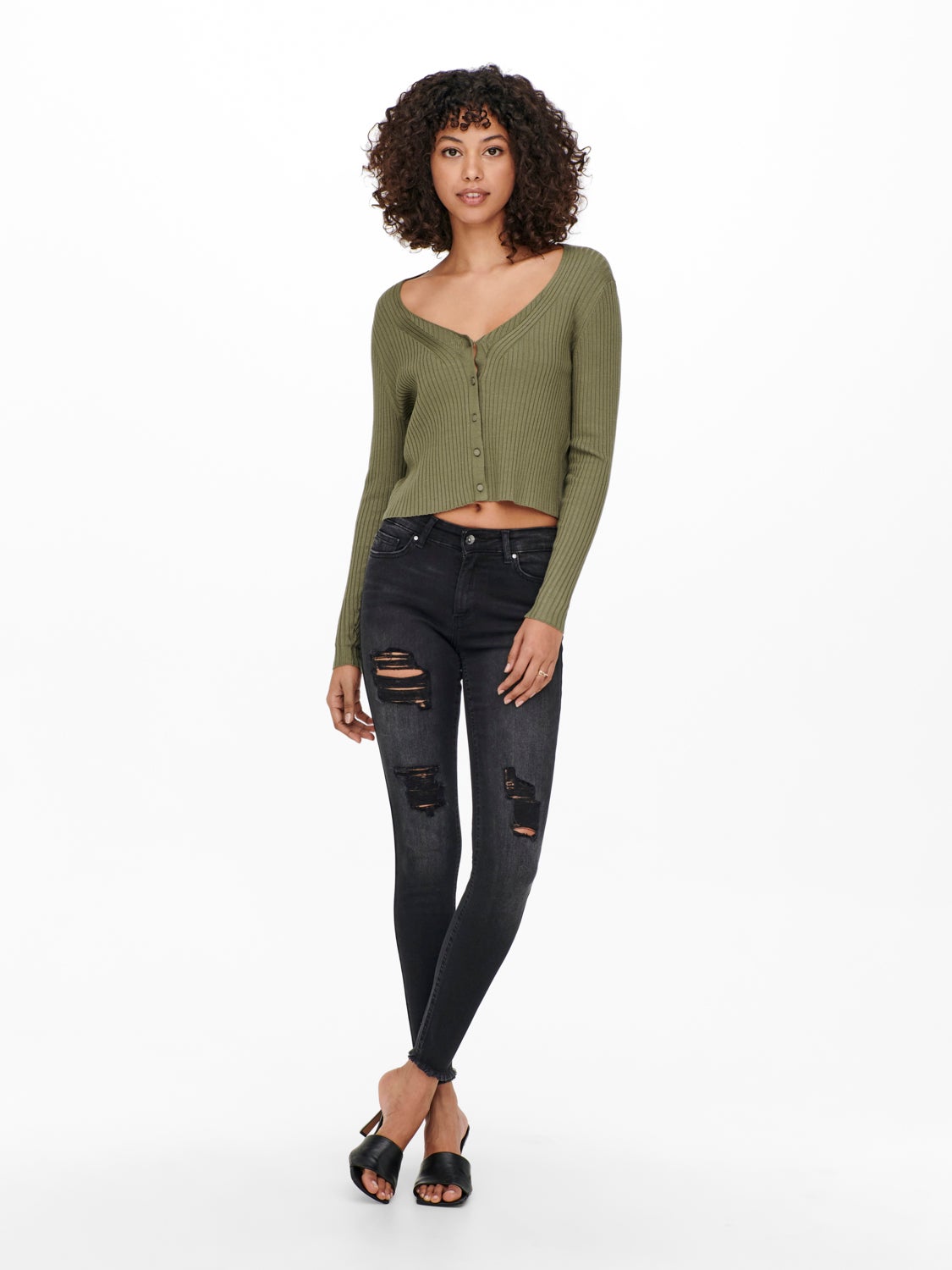 Fitted V-neck Knitted Cardigan