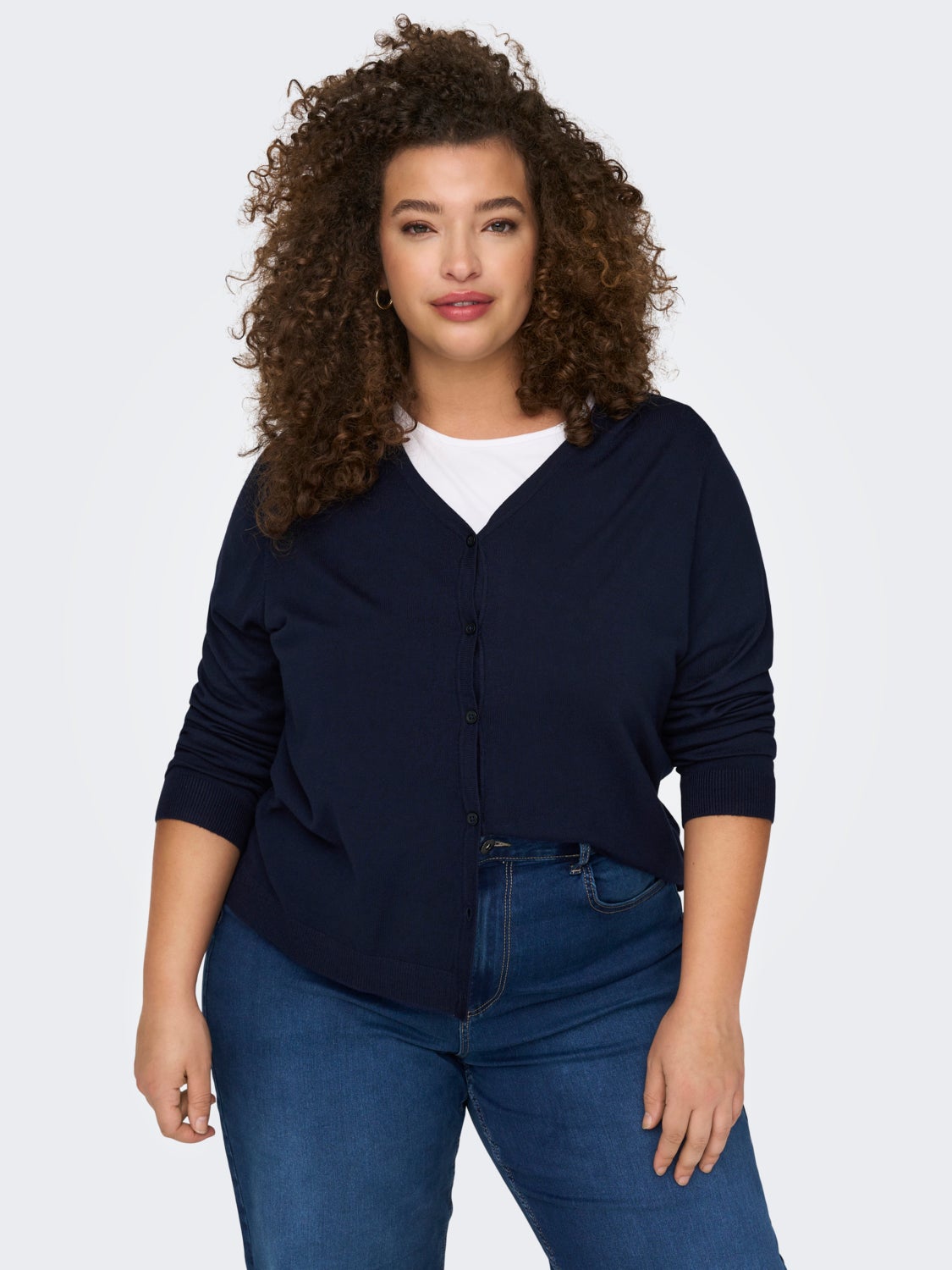 Curvy Solid Knitted Cardigan
