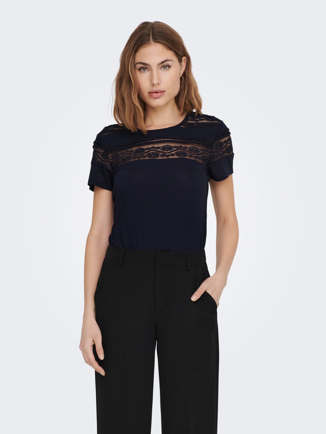 Lace mix Short Sleeved Top
