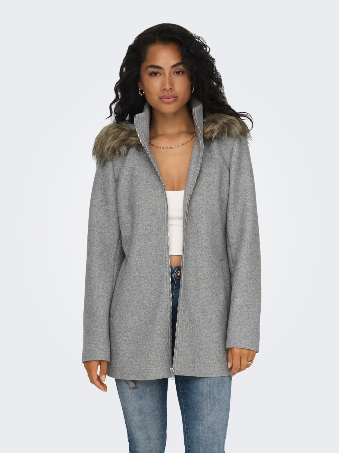 Coat with high neck