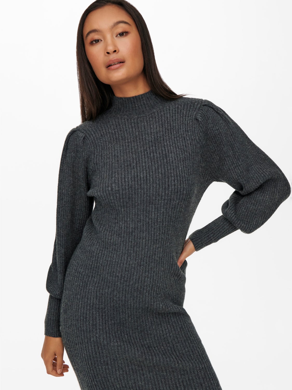 Mini knit dress with long sleeves