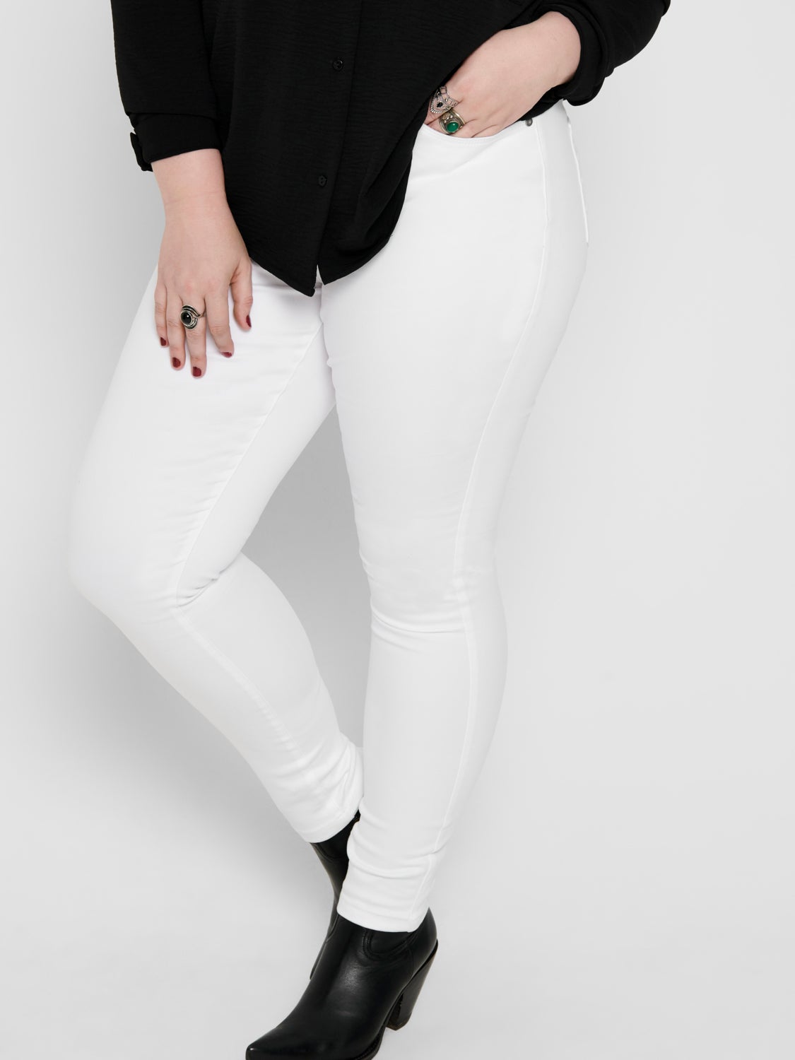 Curvy CarAugusta hw white Skinny fit jeans