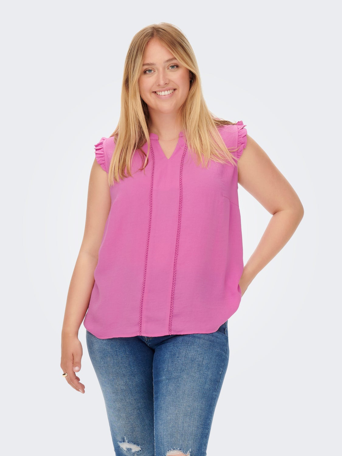 Curvy frill detail top
