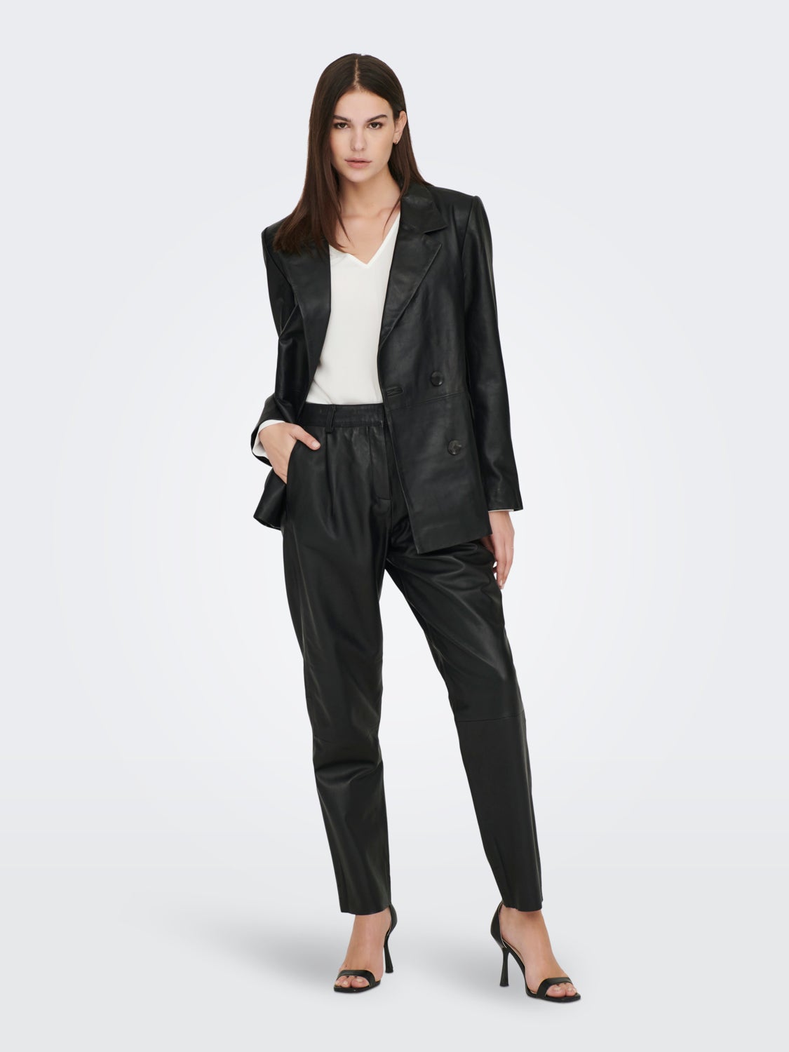 Loose Fit Leather Blazer