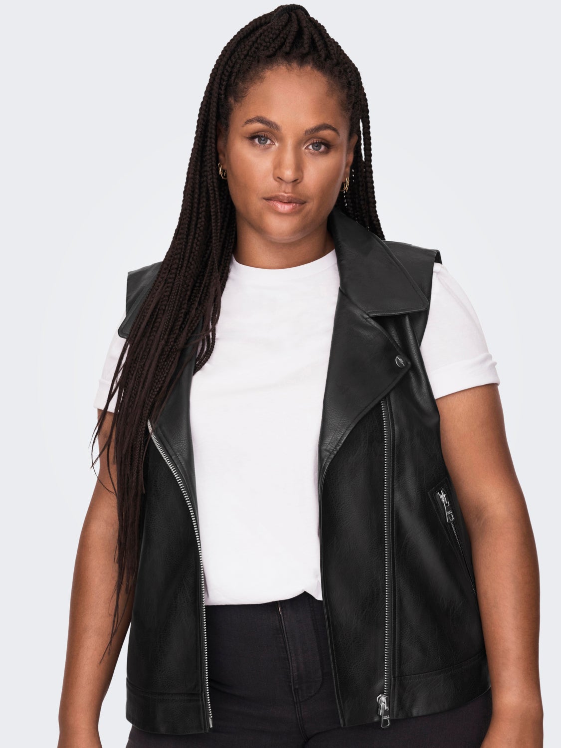 Curvy Faux leather Biker Waistcoat