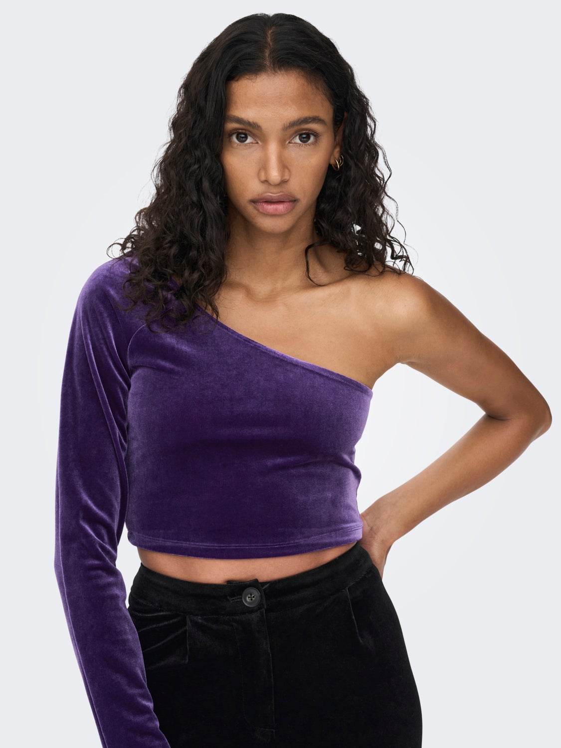 One shoulder Velvet Top