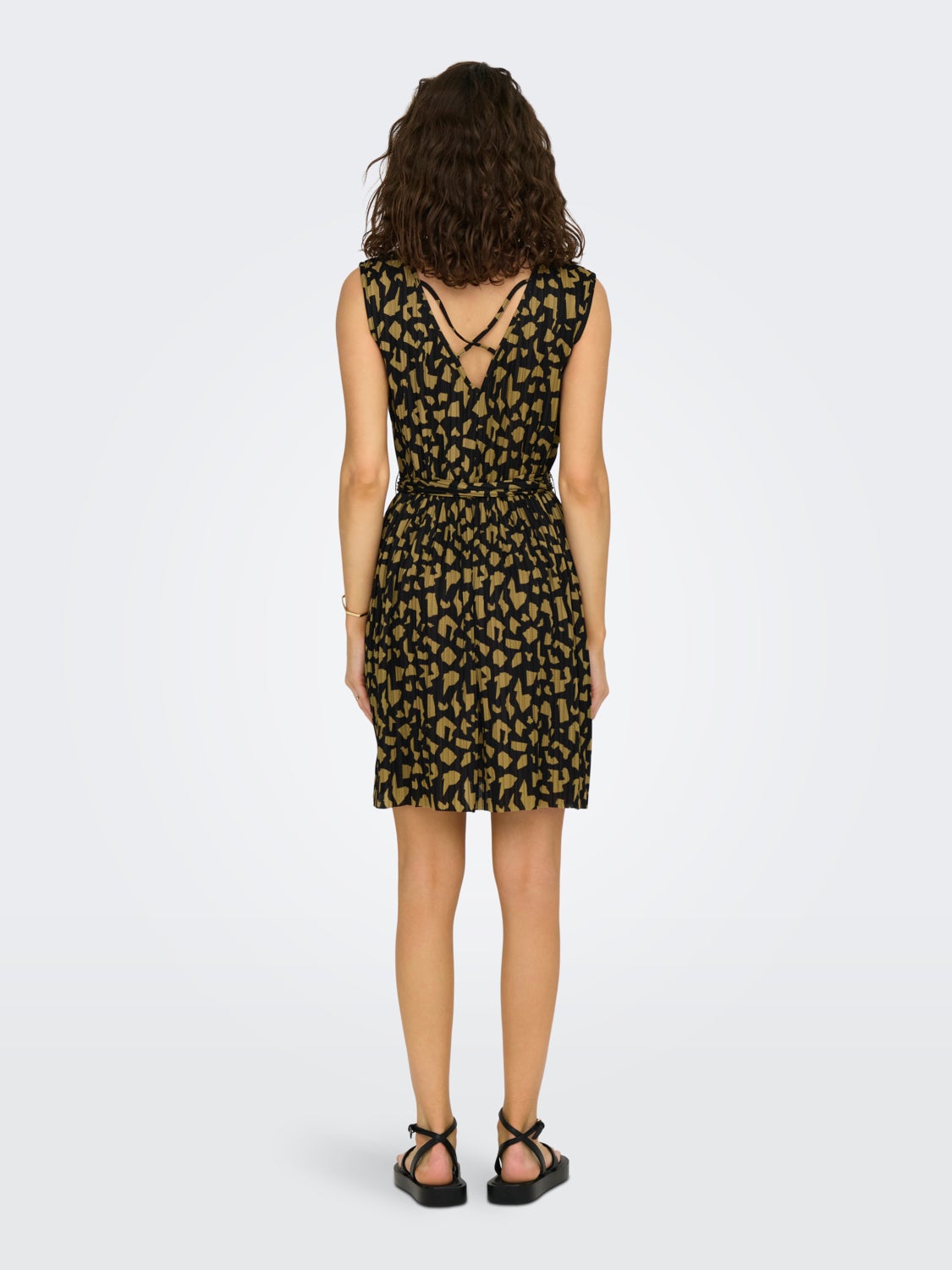 Mini dress with tie waist