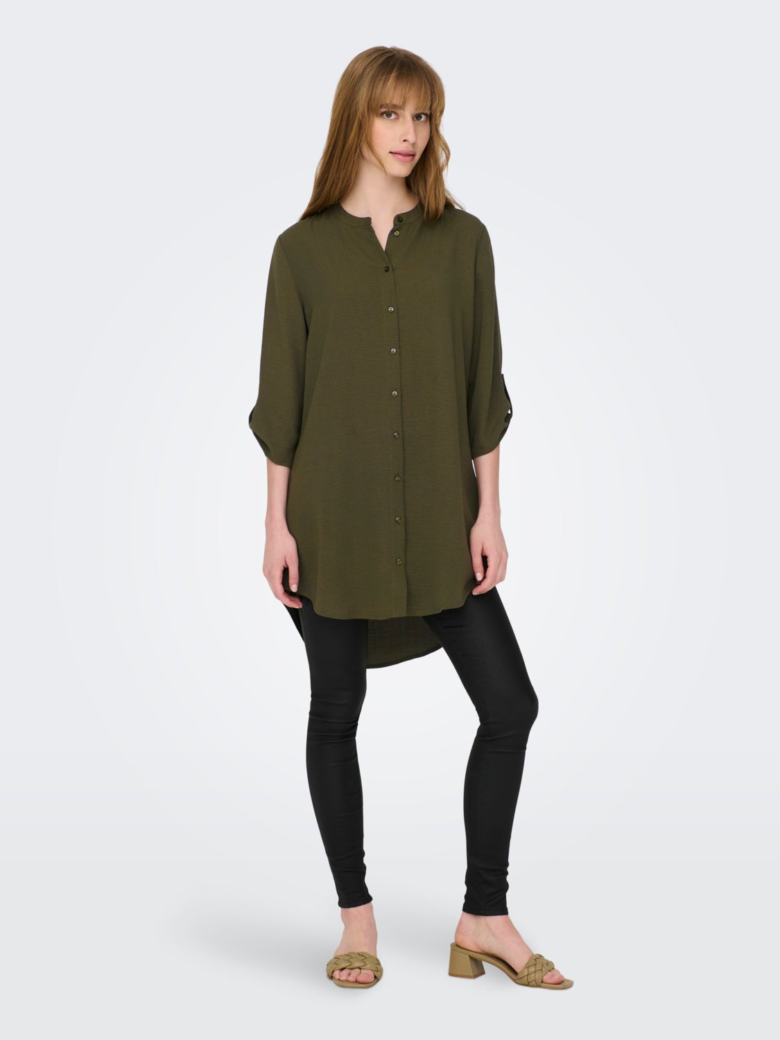 Mini shirt dress with china collar