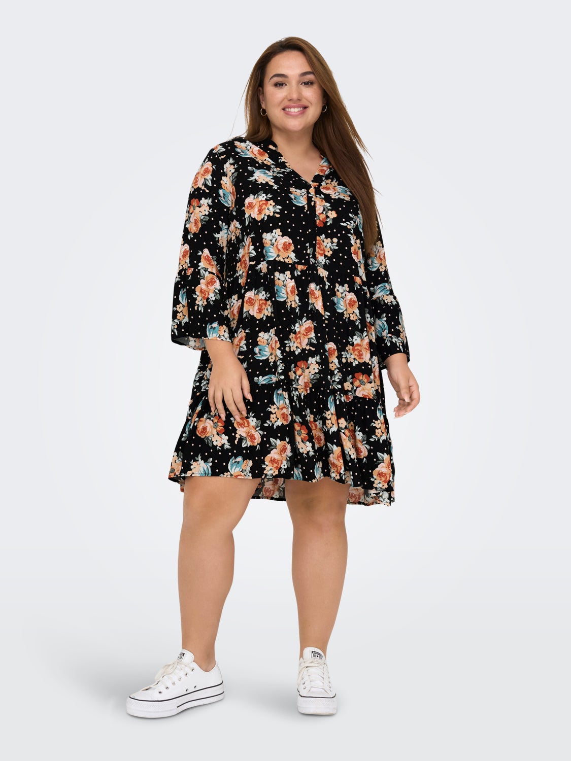 Curvy 3/4 Sleeve Tunic viscose Dress