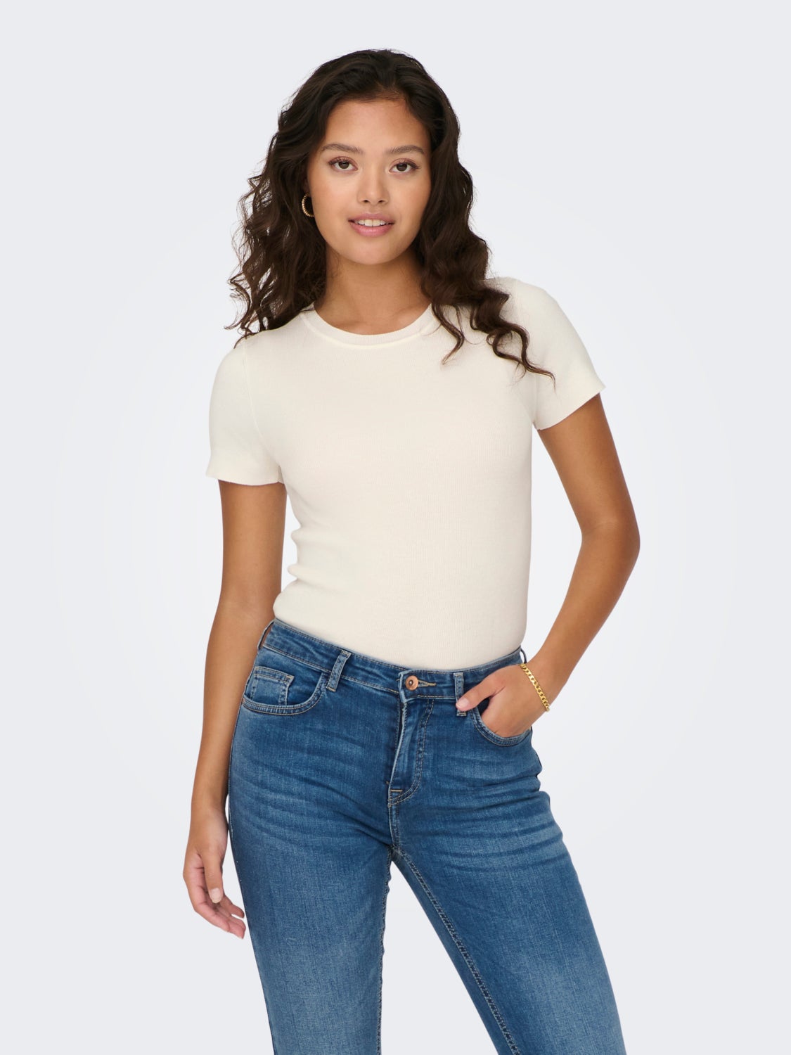 O-NECK TOP WITH SHORT SLEEVES