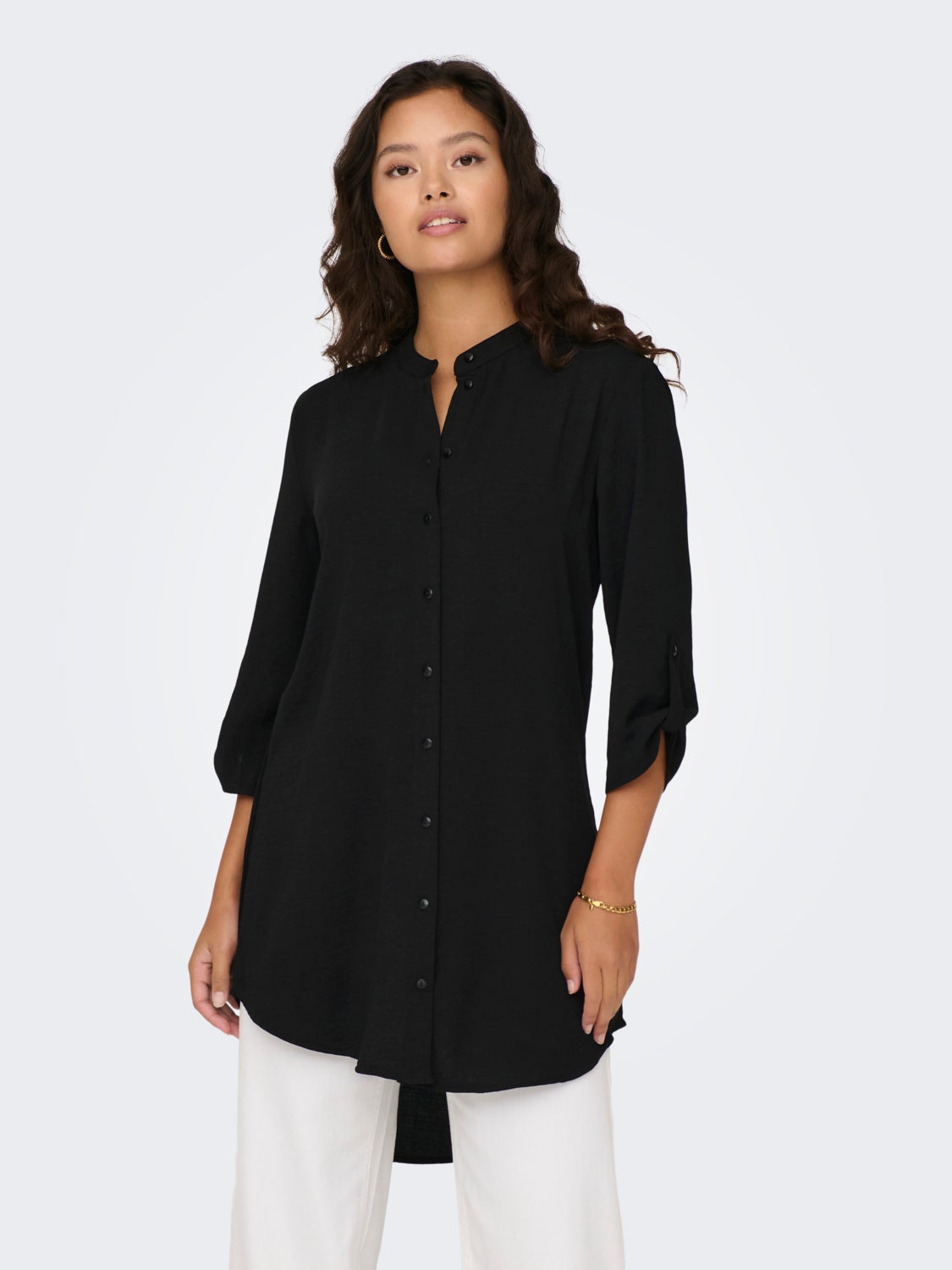Mini shirt dress with china collar