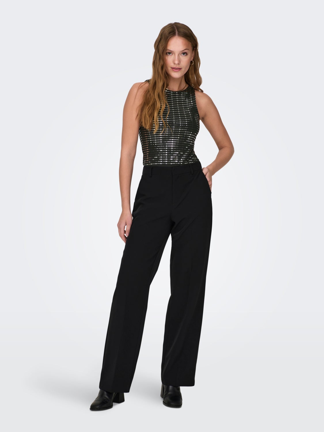 O-neck glitter bodystocking